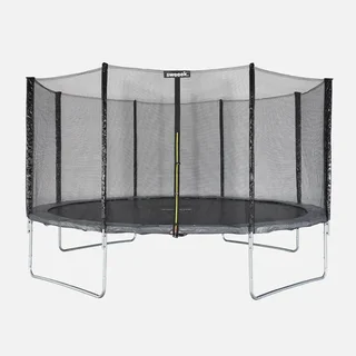 Grand trampoline jardin Ø400cm filet sécurité intégré Mercure gris