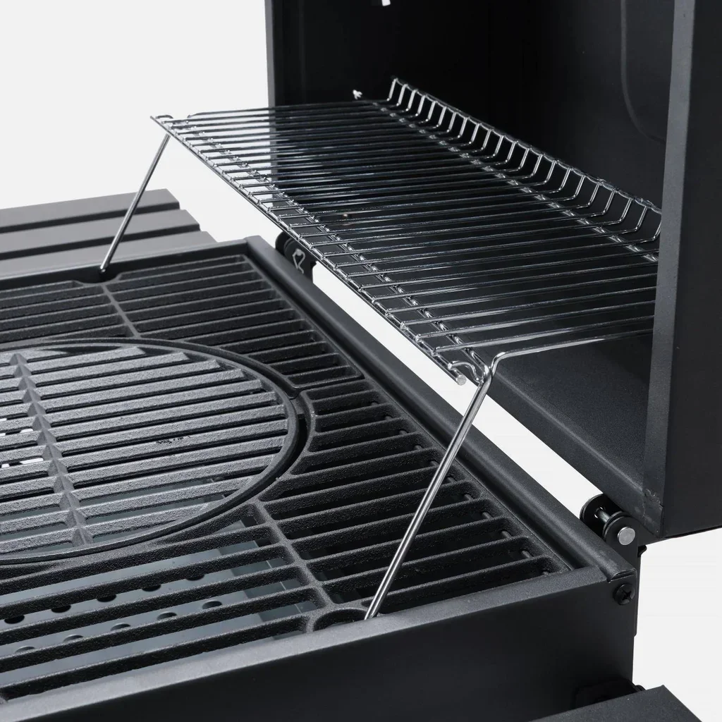 Barbecue charbon Bernard avec housse protection - cuisson fumoir 3 grilles fonte