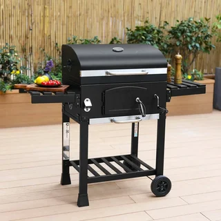 Barbecue charbon Bernard avec housse protection - cuisson fumoir 3 grilles fonte