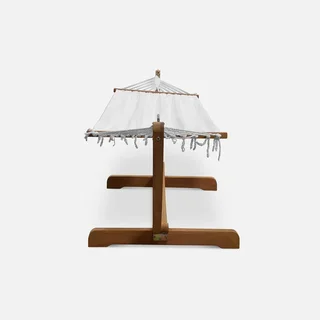 Hamac support bois eucalyptus toile coton terrasse jardin