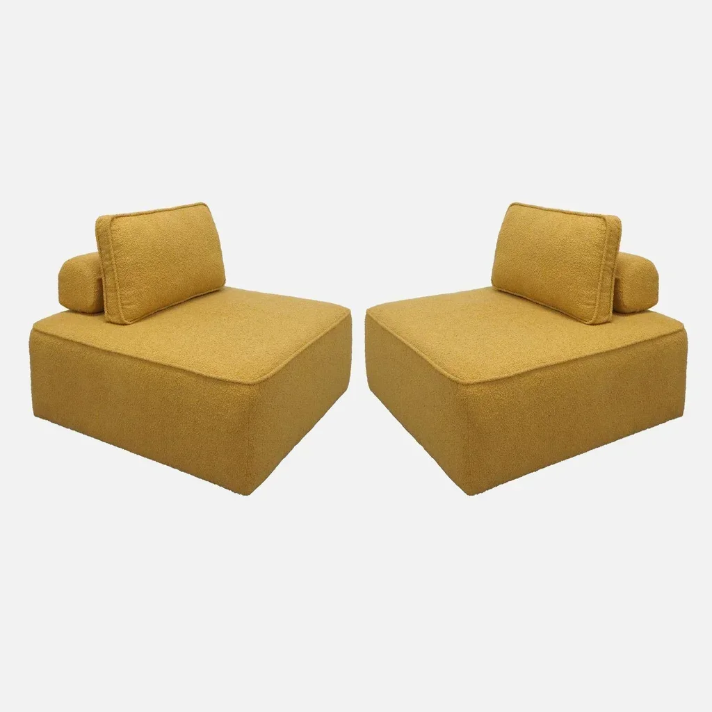 Housse chauffeuse modulable tissu bouclette 1 place lot 2