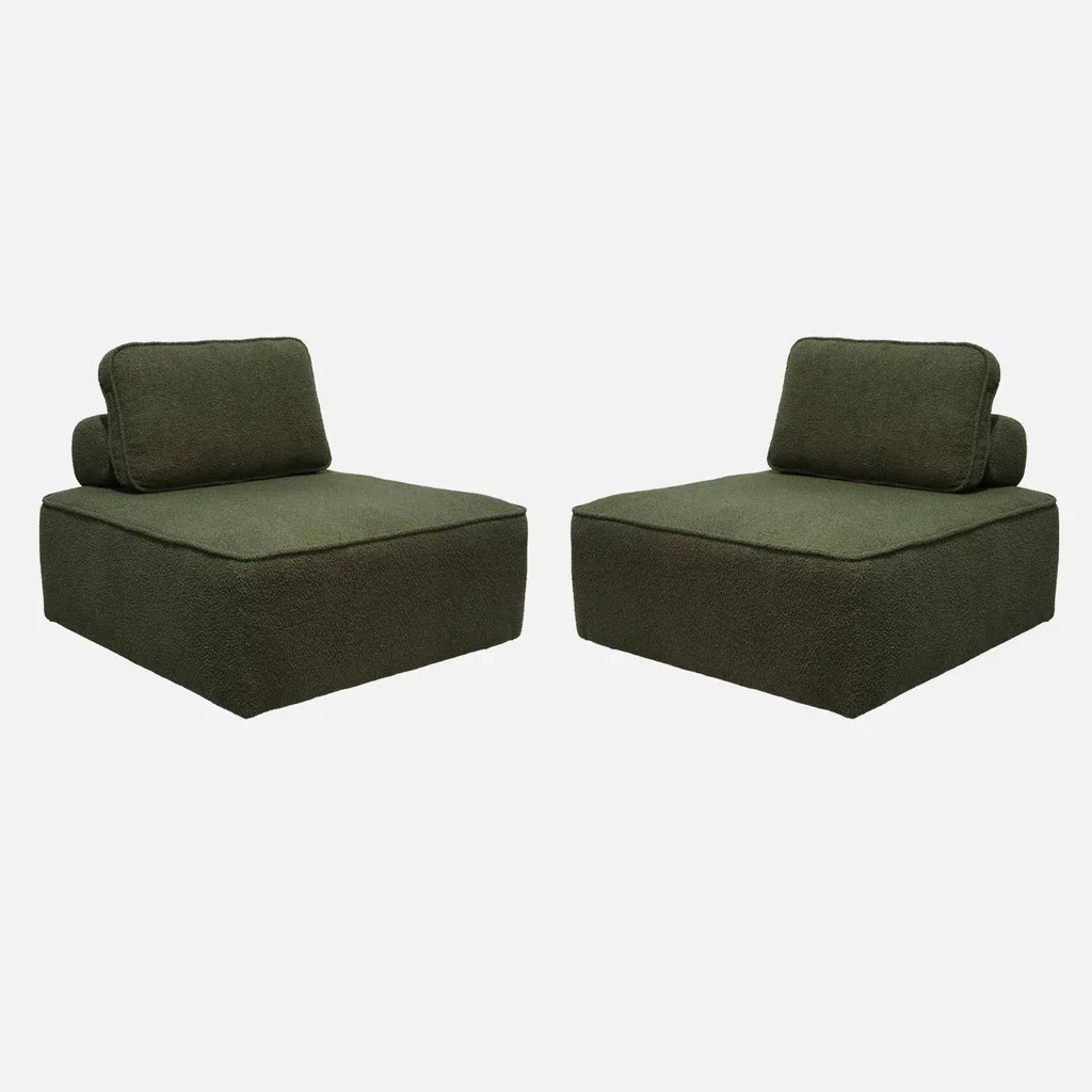 Housse chauffeuse modulable tissu bouclette 1 place lot de 2