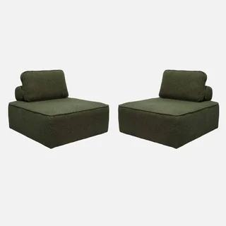 Housse chauffeuse modulable tissu bouclette 1 place lot de 2
