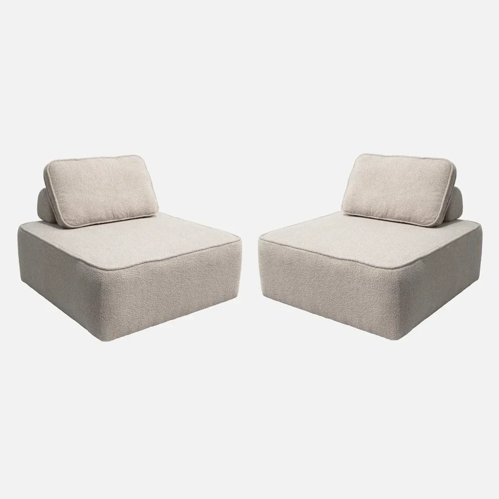 Housse chauffeuse modulable bouclette 1 place lot de 2