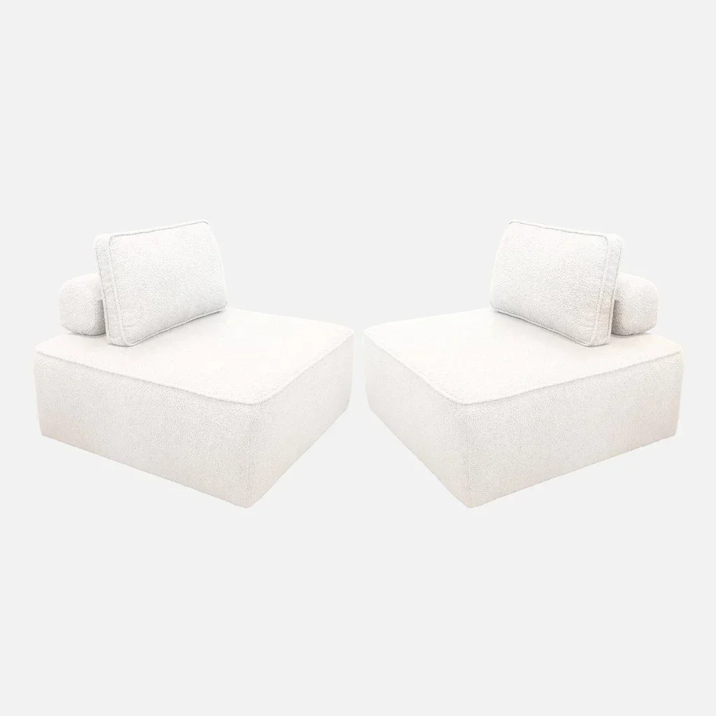 Housse chauffeuse modulable tissu bouclette 1 place lot de 2