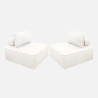 Housse chauffeuse modulable tissu bouclette 1 place lot de 2