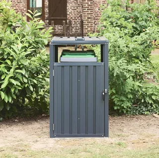 Housse conteneur métal zingué pour poubelles - Cache poubelle jardin résistant