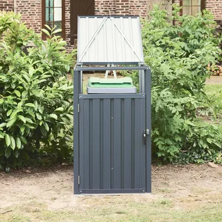 Housse conteneur métal zingué pour poubelles jardin