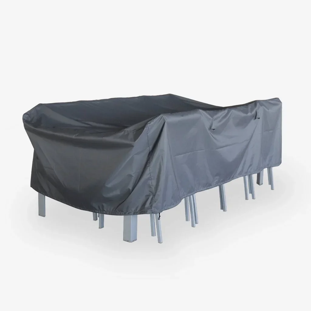 Housse étanche table jardin extérieure polyester imperméable anti-UV avec cordon serrage