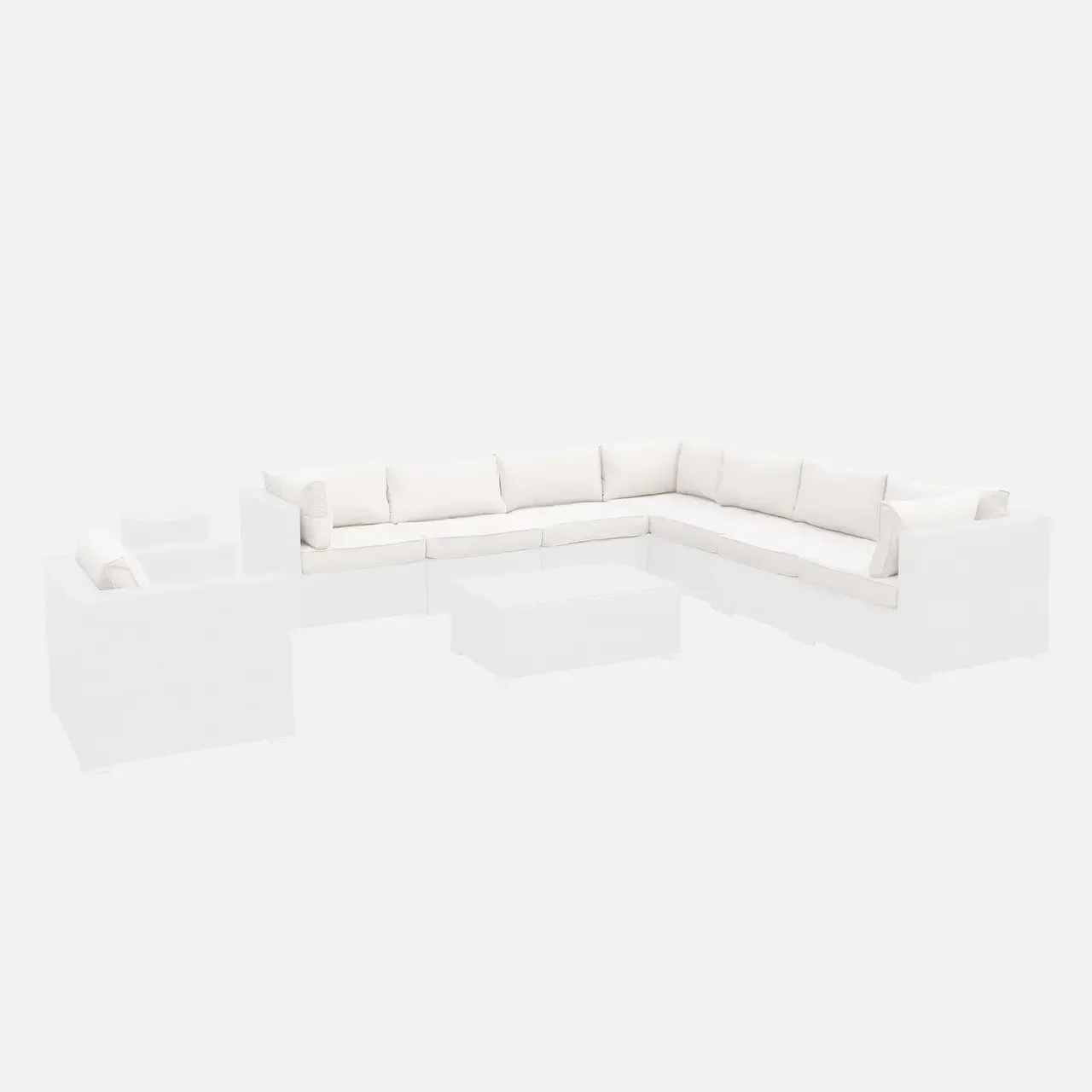 Set 19 housses coussins salon jardin Venezia polyester écru imperméables