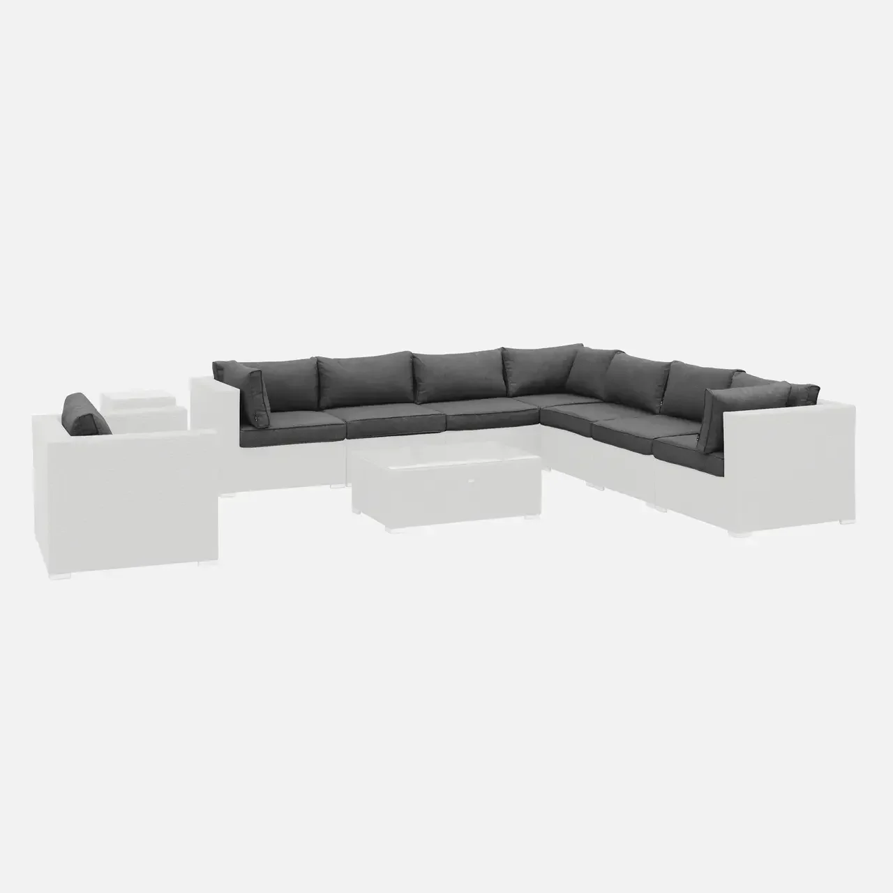 Set 19 housses coussins salon jardin Venezia polyester écru imperméables