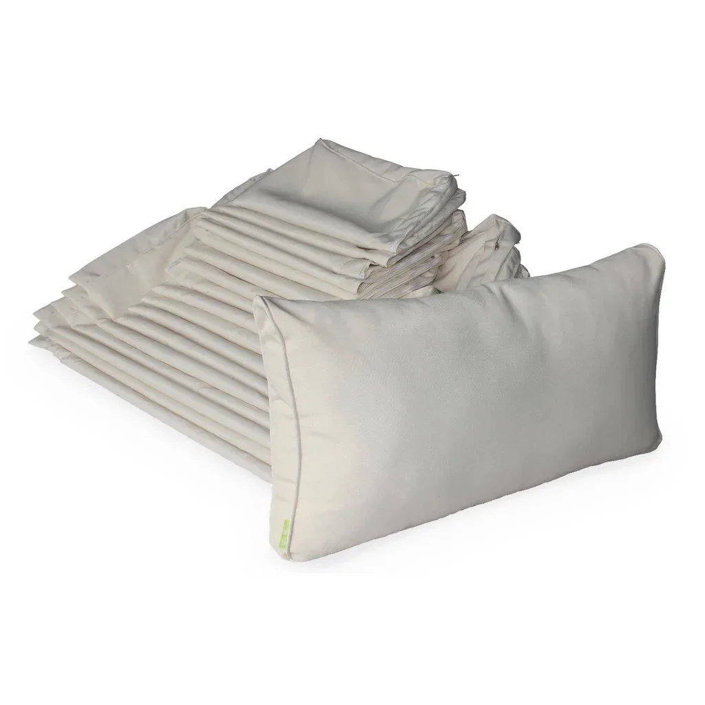 Set 19 housses coussins salon jardin Venezia polyester écru imperméables