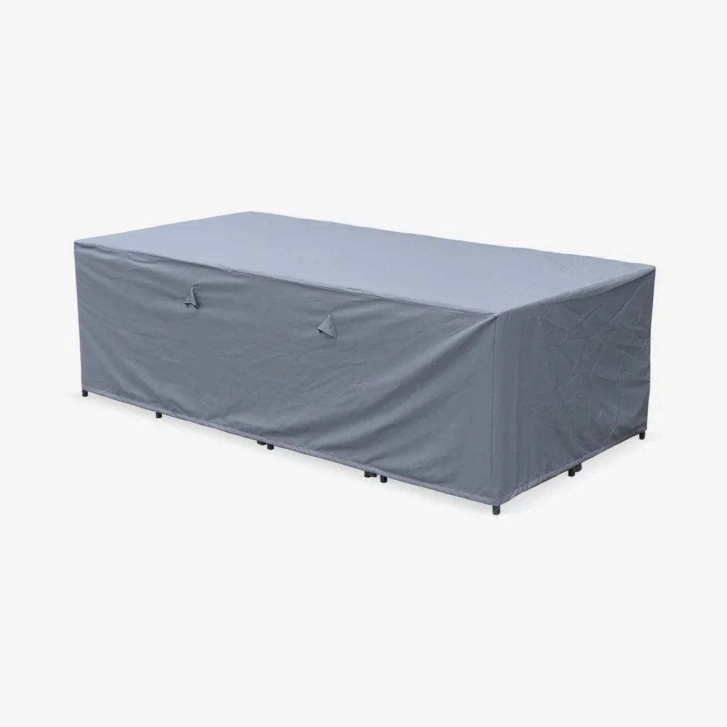Housse protection imperméable table jardin 230x112cm polyester anti-UV gris