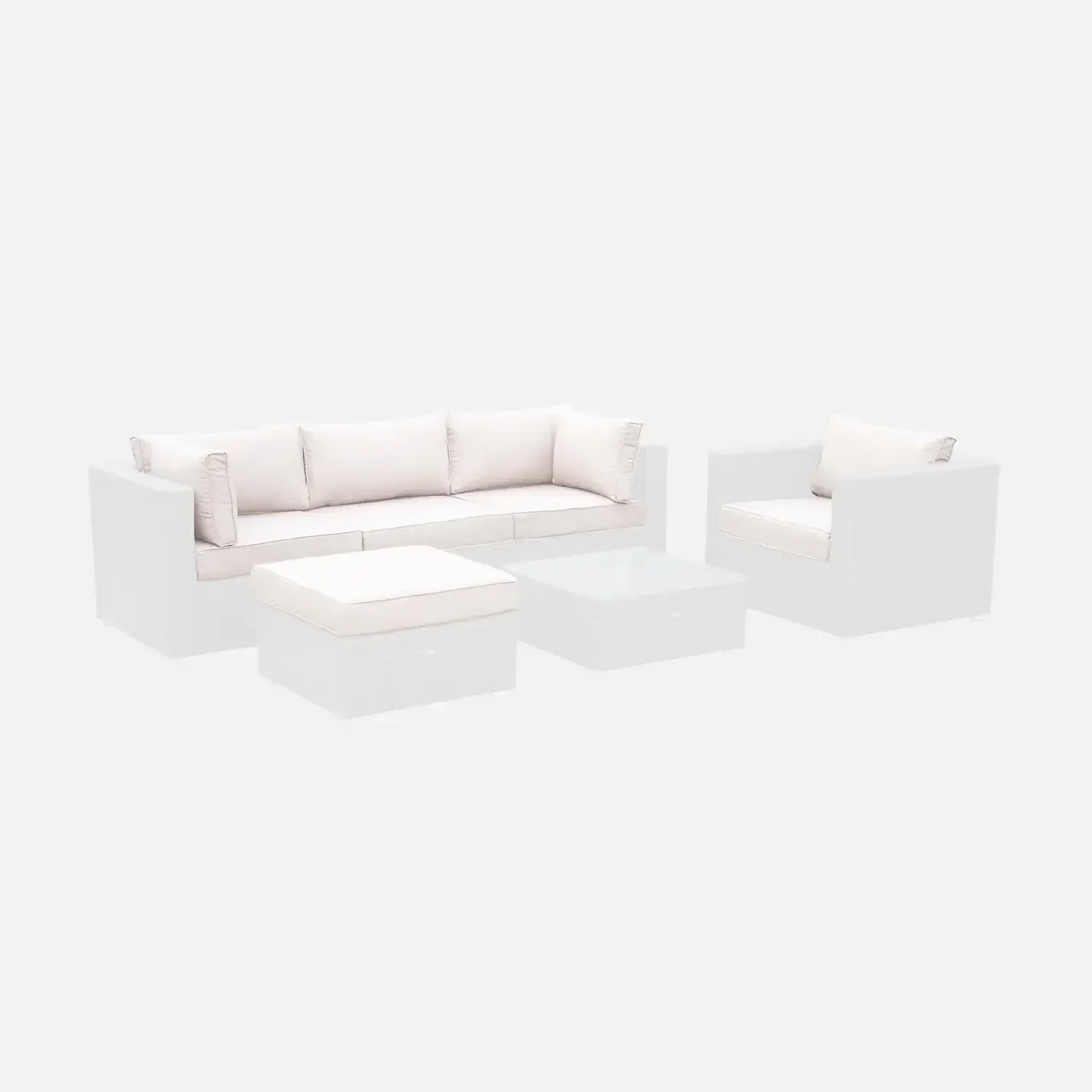 Set 11 housses coussins salon jardin Caligari polyester écru imperméables