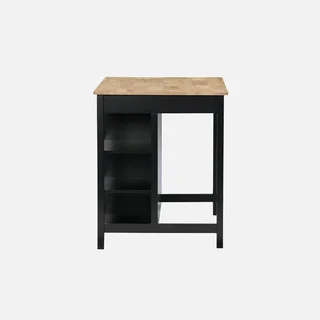 Îlot central cuisine bois hévéa L120cm rangements tabourets
