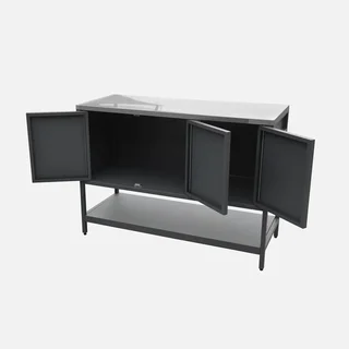 Îlot cuisine extérieure 2 modules inox avec évier et rangement