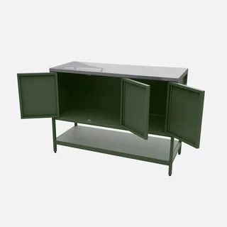 Îlot cuisine extérieure inox 2 modules avec évier et rangements