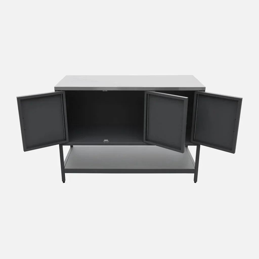 Îlot cuisine extérieure 2 modules inox avec évier et rangement