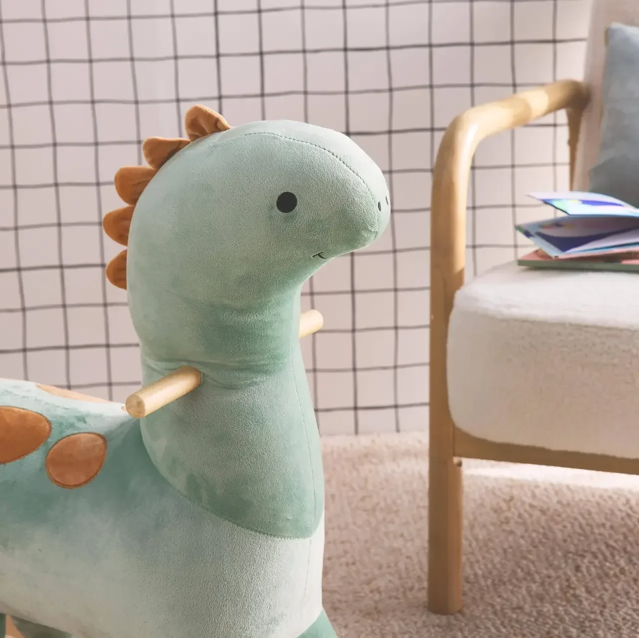Jouet bascule dinosaure enfant 18 mois velours doux sécurité