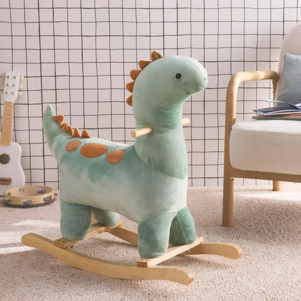 Jouet bascule dinosaure enfant 18 mois velours doux sécurité
