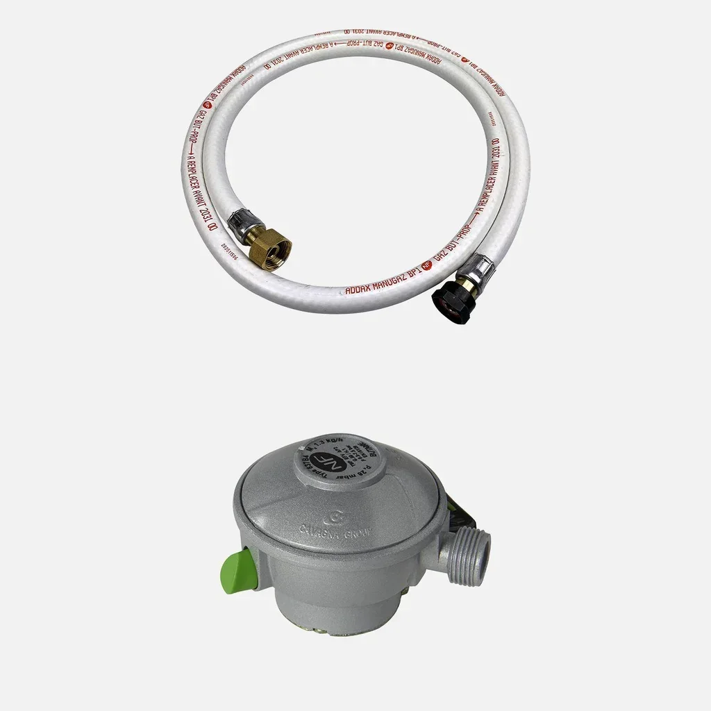 Kit raccordement gaz butane - Tuyau flexible 1,5m avec détendeur Quick-on 27mm