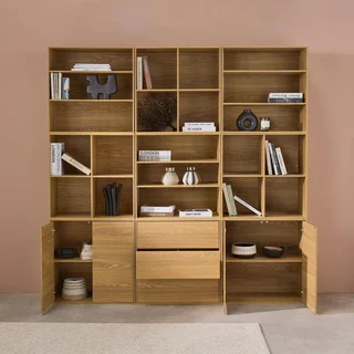 Kit étagère modulable 9 cubes bibliothèque rangement Kompo bois