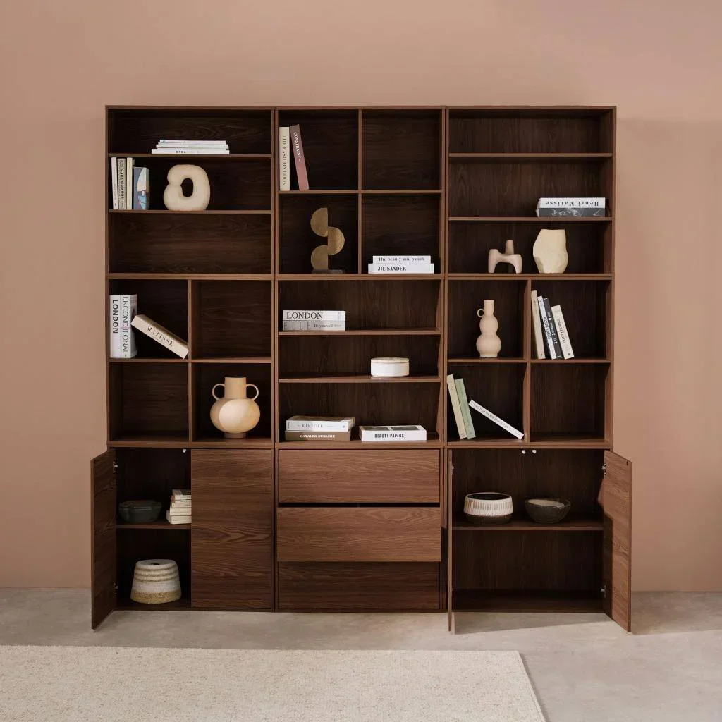 Kit étagère modulable 9 cubes bois bibliothèque rangement salon