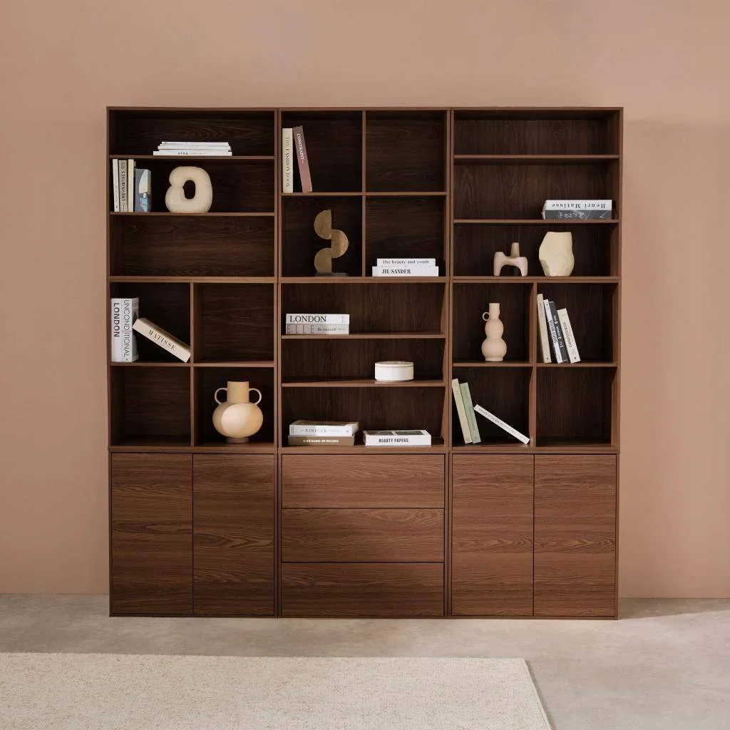 Kit étagère modulable 9 cubes bois bibliothèque rangement salon
