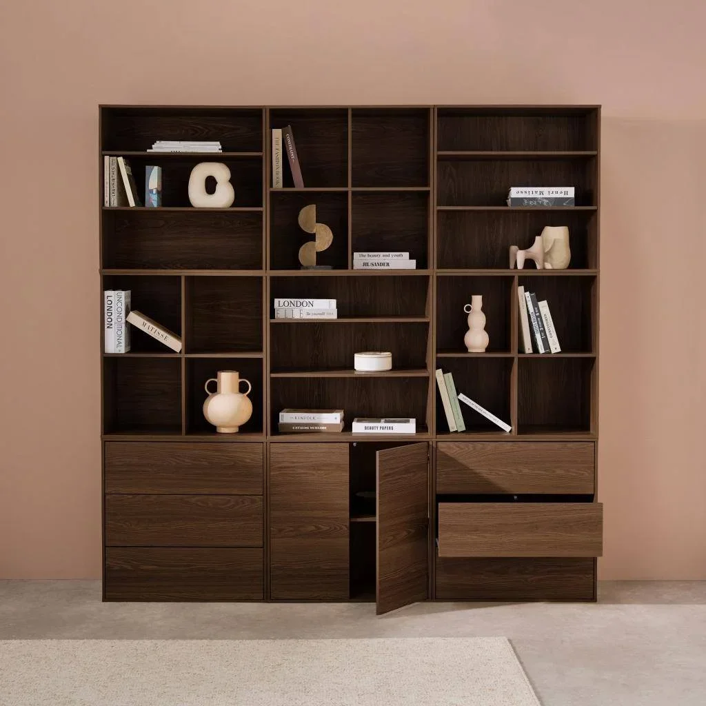 Kit Estante Modular 9 Cubos Madeira Sala de Estar Armazenamento Estante Livros