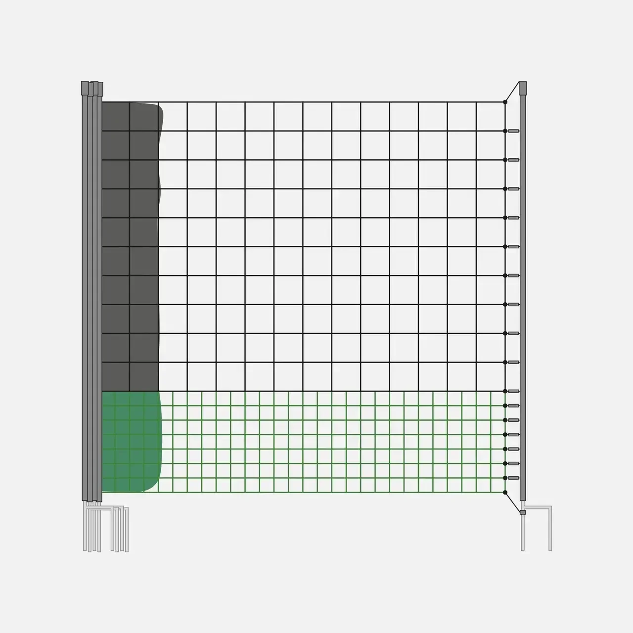 Kit filet clôture modulable 12m poulailler avec porte et piquets