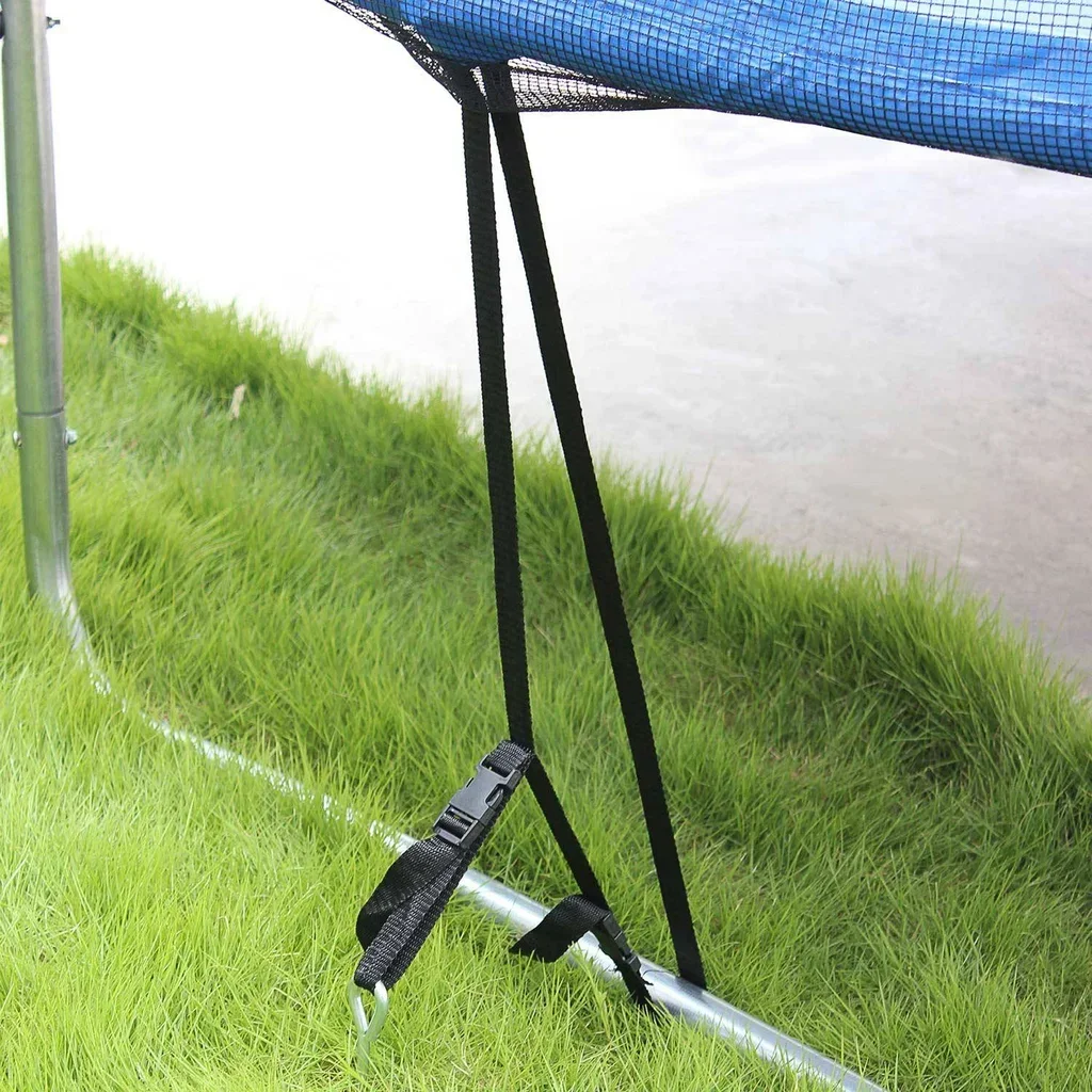 Kit ancrage trampoline 4 sardines acier galvanisé 4 sangles fixation vent