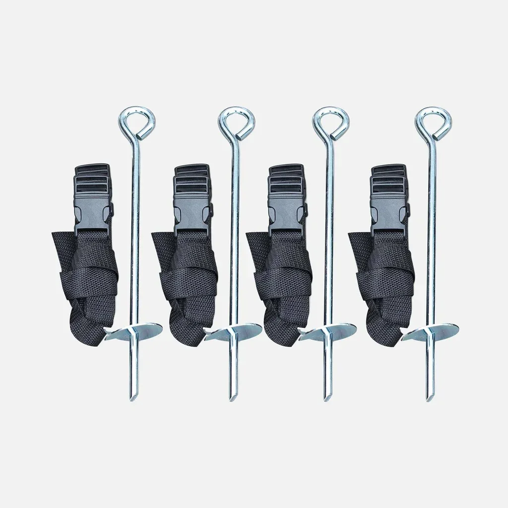 Kit ancrage trampoline 4 sardines acier galvanisé 4 sangles fixation vent