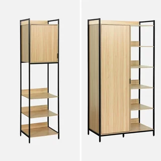 Modular wood metal closet kit 5 modules clothes storage design