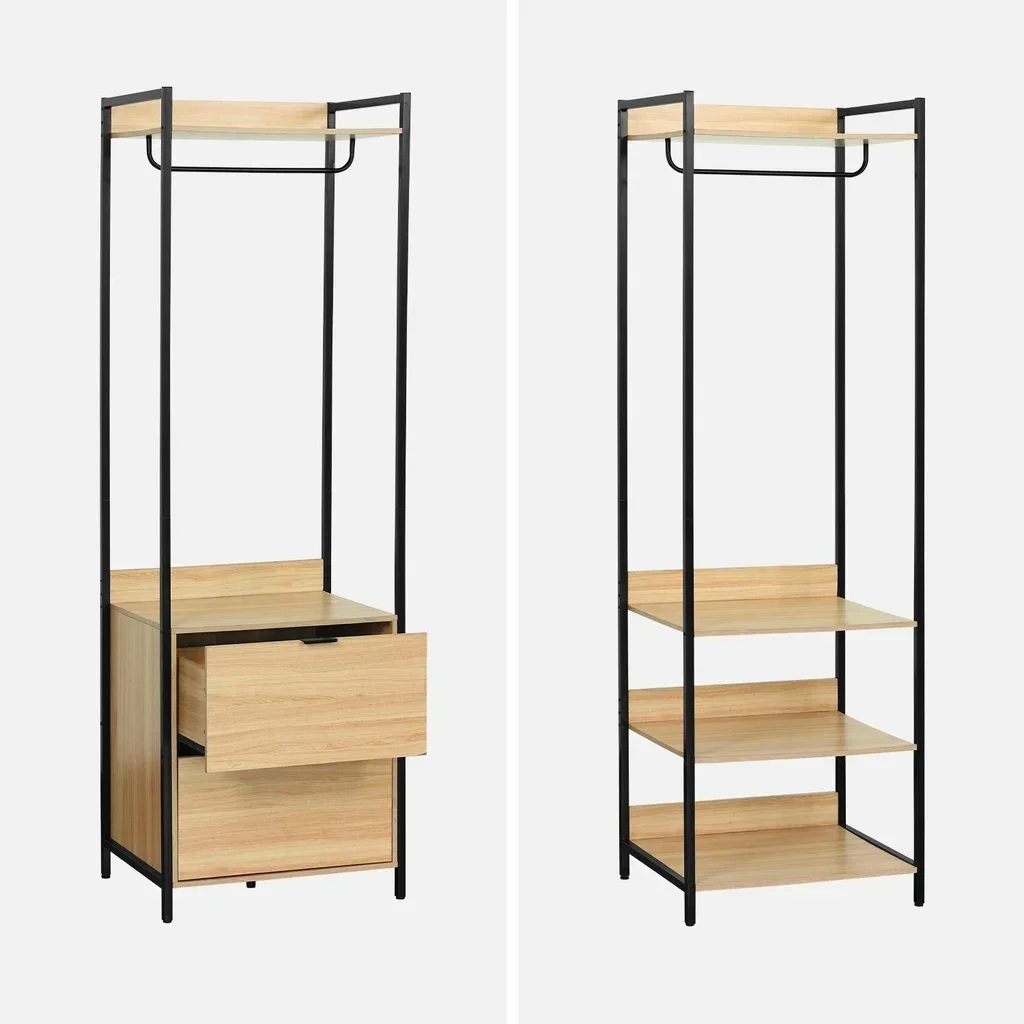 Modular wood metal closet kit 5 modules clothes storage design