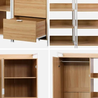 Extendable closet kit wood metal 5 modules contemporary design