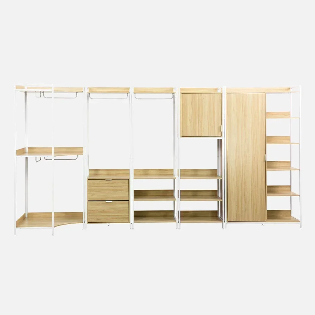 Extendable closet kit wood metal 5 modules contemporary design