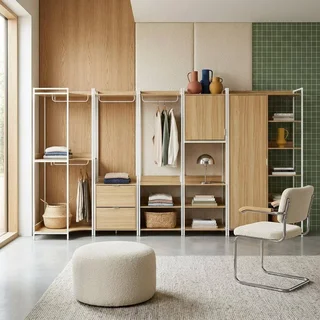 Extendable closet kit wood metal 5 modules contemporary design