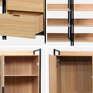 Modular wood metal closet kit 5 modules clothes storage design