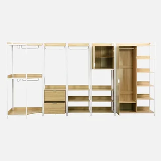 Extendable closet kit wood metal 5 modules contemporary design