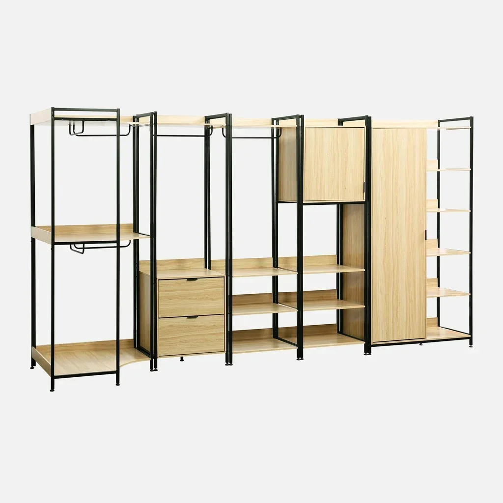 Kit dressing modulable bois métal 5 modules rangement vêtements design