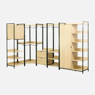 Modular wood metal closet kit 5 modules clothes storage design
