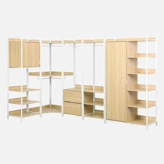 Extendable closet kit wood metal 5 modules contemporary design