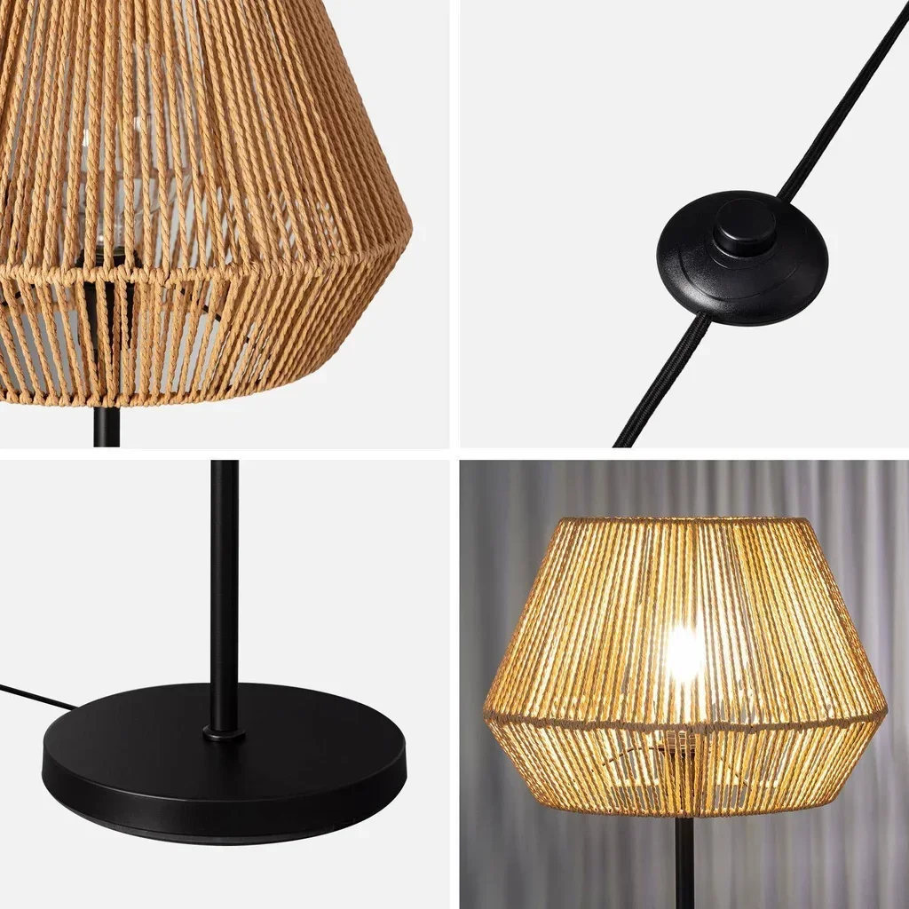 Lampadaire rotin tressé 150 cm design exotique salon chambre