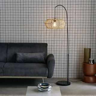 Lampadaire rotin naturel tressé 170 cm salon exotique