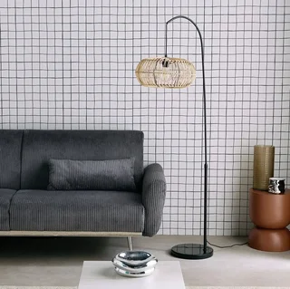 Lampadaire rotin naturel tressé 170 cm salon exotique