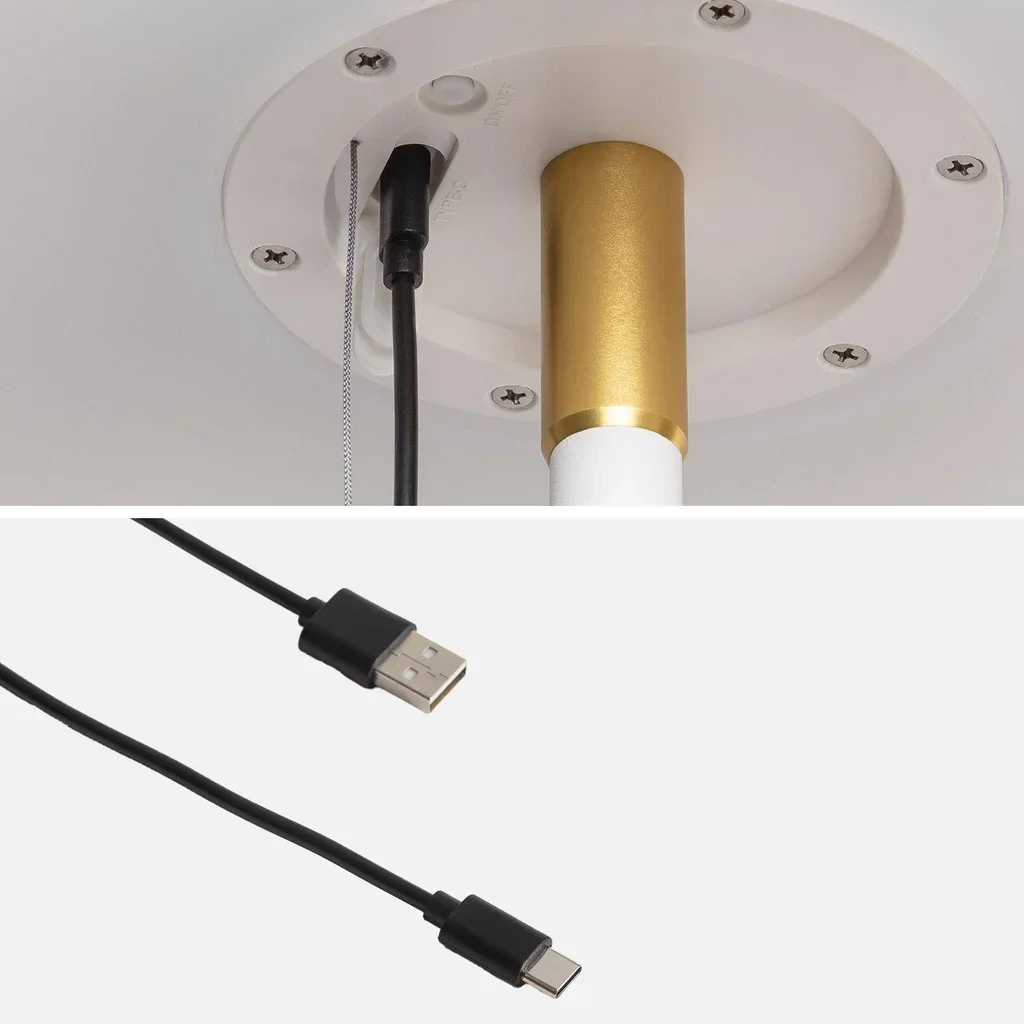 Lampadaire solaire LED extérieur 150cm blanc doré Alex