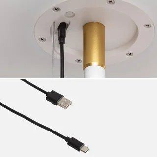 Lampadaire solaire LED extérieur 150cm blanc doré Alex