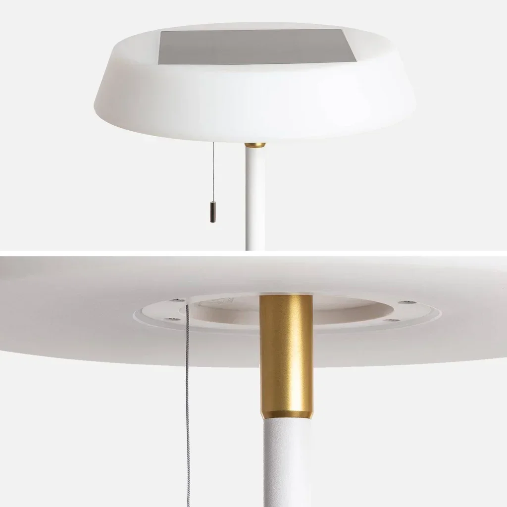 Lampadaire solaire LED extérieur 150cm blanc doré Alex