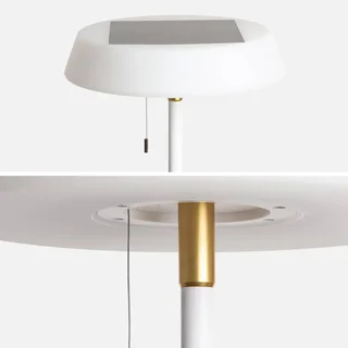 Lampadaire solaire LED extérieur 150cm blanc doré Alex