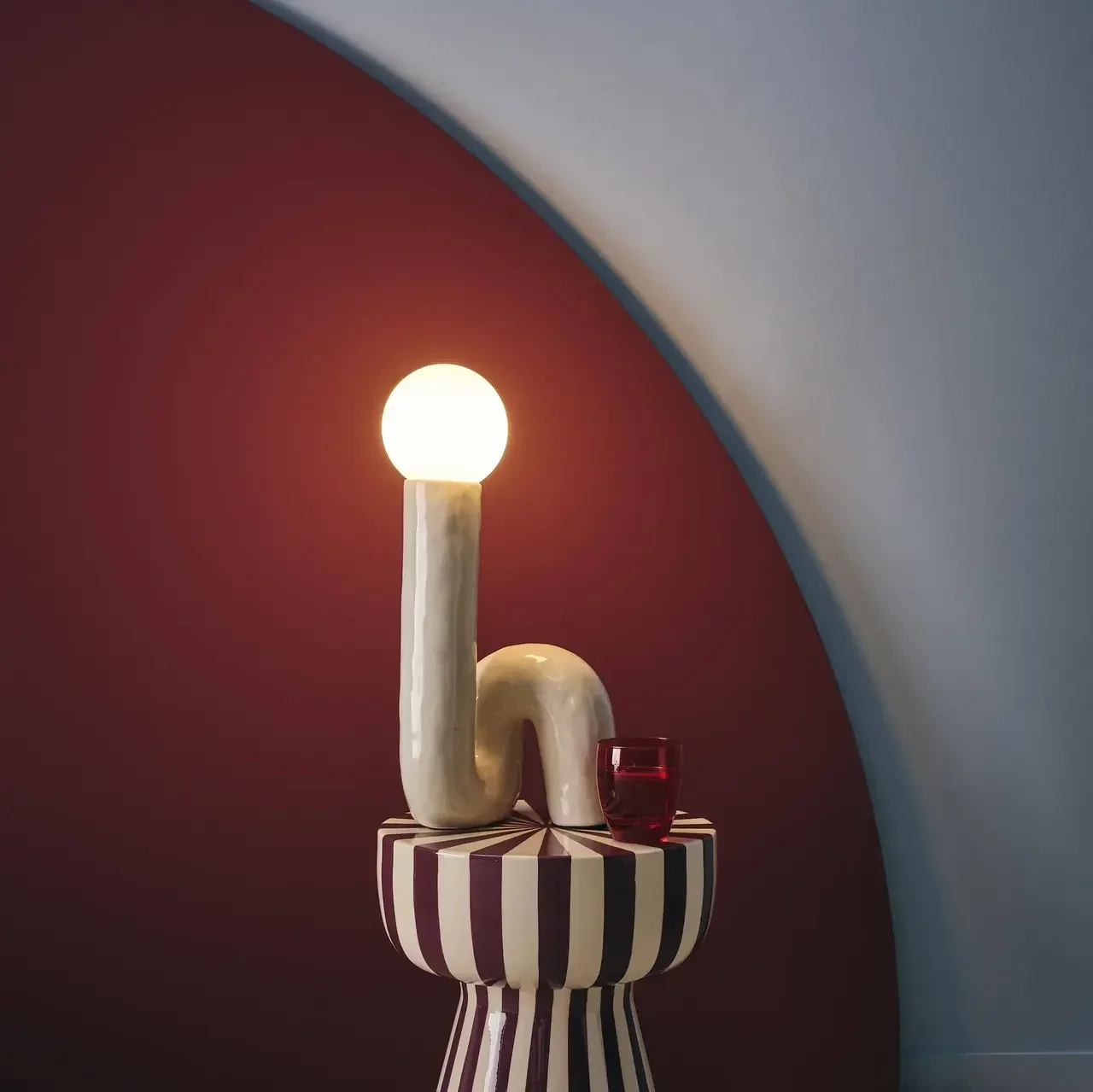 Lampe céramique Elma 45cm design organique émaillée verre